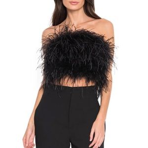 LaMarque Zaina Ostrich Feather Bustier Top